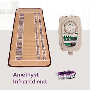 New Arrival Far Infrared Electric Heating Pad Thermal Amethyst Natural Crystal Jade Gem Stone Bed Mattress Bio Therapy Mat