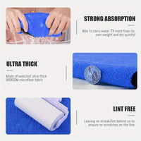 Serviette en tissu de séchage de lavage de voiture en molleton de corail en microfibre Logo personnalisé 600gsm-800gsm forte caractéristique absorbante à séchage rapide