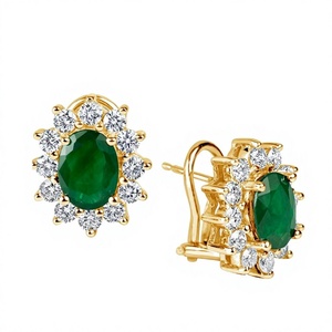925 <b>Sterling</b> <b>Silver</b> Emerald Cut Oval <b>Clip</b> <b>on</b> <b>Earrings</b> 14K Yellow Gold Plated Unisex Ear <b>Clips</b> Wedding Party Gift Jewelry - Product Image 1