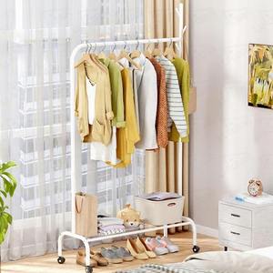 Metal <b>Clothing</b> <b>Rack</b> 90x34x173cm Double Tier with Wheels Minimalist Storage Holder for Wardrobe - Product Image 3