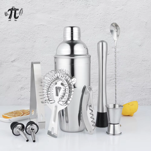 Bộ dụng cụ pha chế cocktail bằng thép không gỉ Mixologoy, 10 món, kèm giá đỡ bằng tre - 750ml, sang trọng, bền vững, có tùy chọn in logo tùy chỉnh - Product Image 3