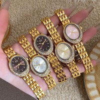 FF Nouvelle montre à quartz sertie de diamants pour femmes - Design vintage sophistiqué et luxueux, fabrication simple en alliage