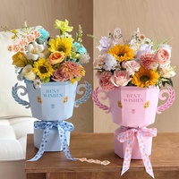 Aierflorist 3 pièces Nouveauté Saison de la Graduation Feuilles de carton blancs à motifs de trophées pour emballage de bouquets de fleurs DIY