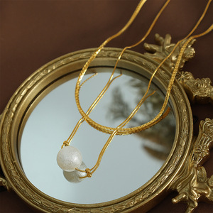 Collar de cadena de oro de doble capa con colgante de perla para mujer, regalo de joyería - Product Image 2