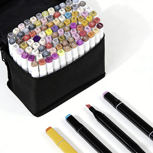 Set di Pennarelli a Doppia <span class=keywords><strong>Punta</strong></span> con Inchiostro Alcolico, 24-100 Colori |   Pennelli a <span class=keywords><strong>punta</strong></span> larga e fine con custodia portatile per artisti, studenti e illustratori - Product Image 4