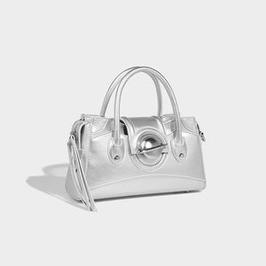 Nhà Máy Bán Hàng Trực Tiếp 2025 New Bạc Kim Loại Túi Xách Vòng Thiết Kế Khóa Đôi Xử Lý + Dây Đeo Vai Dài - Product Image 1