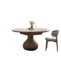 Ensemble de table à manger extensible en bois massif vintage, style antique, minimaliste moderne, pieds en métal pliables pour restaurant