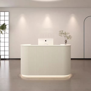 Mostrador de Recepción Blanco Moderno con Caja Registradora Resistente, Precio Económico para Salones de Belleza, Oficinas, Hoteles, Gimnasios, Hospitales - Product Image 2