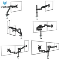 Support d'écran double bras en acier Ergofirst avec support d'écran jusqu'à 32 pouces et fixation sur bureau