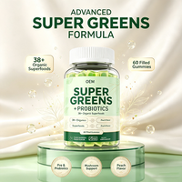 Super Greens Plus Probiotiques Saveur Pêche 60 Gummies Remplis OEM Complément Alimentaire pour le Soutien Quotidien au Bien-être Fabriqué en Chine