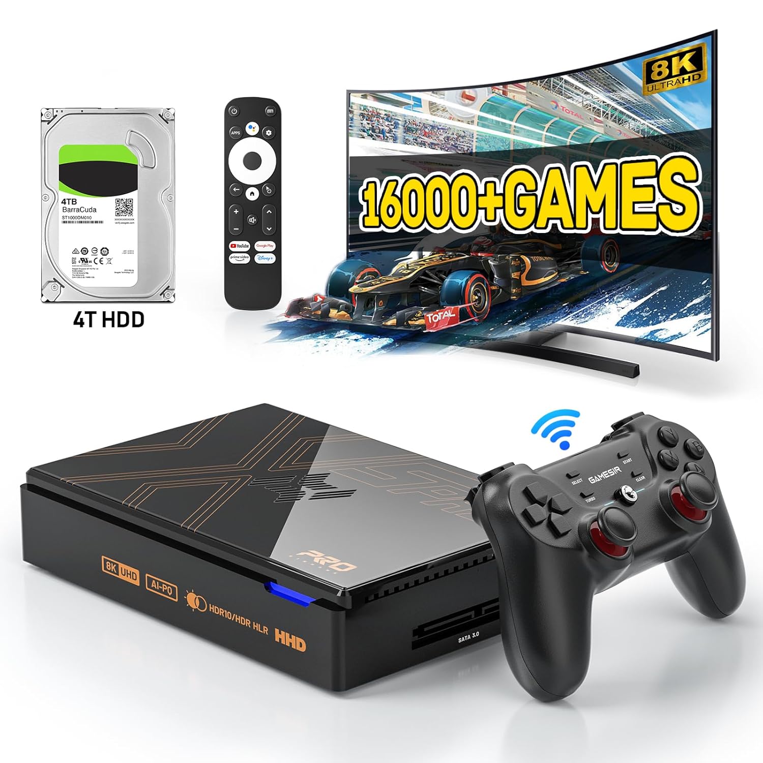 X10 Plus Retro Game Console With Projector,4K HD Portable Projector