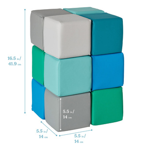 Blocs d'empilage géants pour enfants en bas âge, personnalisables en usine, 12 pièces, blocs en mousse colorés en cuir PU - Product Image 2