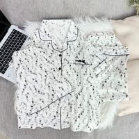 Ensemble pyjama 3 pièces pour femme, imprimé cerises, haut boutonné à manches courtes, pantalon long et short, vêtements de nuit et de détente imprimés, vente en gros