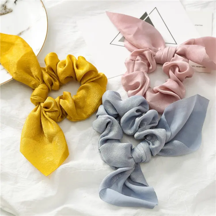 Nuovo arrivo tinta unita fascia elastica Scrunchies fascette per capelli con nodo per ragazze