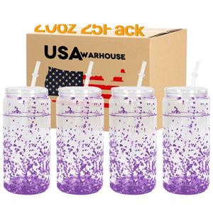 Bouteille en plastique transparente réutilisable de 20 oz, sans BPA, à double paroi, écologique, compatible lave-vaisselle, avec couvercles à paille pour boire du café - Product Image 1