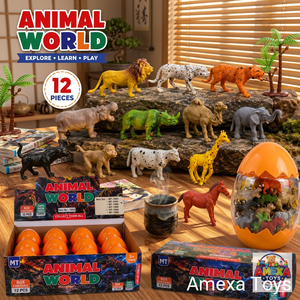 Ensemble de 12 jouets en PVC en forme d'œufs d'animaux avec figurines sauvages, puzzle éducatif DIY pour enfants de 3 à 6 ans - Product Image 1