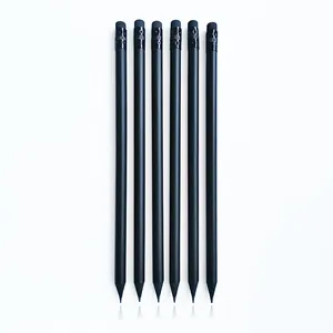 Papierrohr verpackte Schulartikel 7 Zoll schwarz aus Holz HB-Brucket-Stifte Stift mit Löschtopper individuelles Logo bedruckt für Kinder