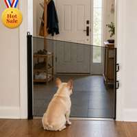 Barrière de sécurité pour animaux de compagnie, rétractable, en maille polyester, anti-chats, pour porte, sans perçage, installation facile, barrière intérieure pour chiens et chats, fixation adhésive