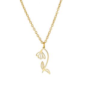 Dina – collier <span class=keywords><strong>de</strong></span> fleur <span class=keywords><strong>de</strong></span> naissance en plaqué or 18K pour femme, bijoux élégants en acier inoxydable, pendentif fleur Lotus marguerite, nouvel arrivage <span class=keywords><strong>2023</strong></span> - Product Image 6