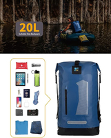Sac à dos étanche en polyester avec fermeture éclair, en bâche recyclée 500D PVC, 20L-40L, pour le camping en plein air