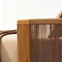 Fauteuil d'extérieur moderne de luxe en teck tressé avec cadre en bois massif imperméable, chaise longue pour jardin, villa, hôtel, mobilier de patio