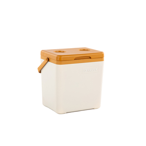 ICEMASTER - Nevera Portátil Aislada de 14L, Rectangular, Blanca con Tapa Naranja, Portavasos Integrado, Ideal para Campamentos al Aire Libre - Product Image 2
