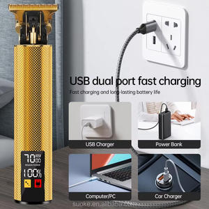 Usine en gros en acier inoxydable T lame <span class=keywords><strong>tondeuse</strong></span> à <span class=keywords><strong>barbe</strong></span> électrique avec chargement USB et affichage en anglais pour la coupe des cheveux des hommes - Product Image 5