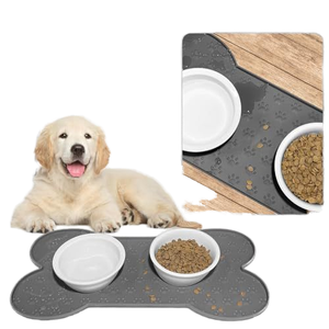 Köpek ve evcil hayvan besleme paspası ve su kaseleri için küçük hayvanlar için su geçirmez kaymaz silikon kedi maması kemik şeklinde tasarım - Product Image 4