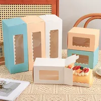 Boîte à biscuits personnalisée pour pâtisserie, boîte transparente à couvercle rabattable, carton ivoire, pelliculage mat, boîte à biscuits carrée avec fenêtre