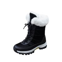 Bottes de neige d'hiver pour femmes, fourrées, mi-mollet, à lacets, imperméables, antidérapantes, à semelle épaisse, chaudes, pour l'extérieur