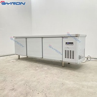 Équipement de cuisine, table de travail réfrigérée à plateau plat, réfrigérateur en acier inoxydable, plan de travail réfrigéré commercial