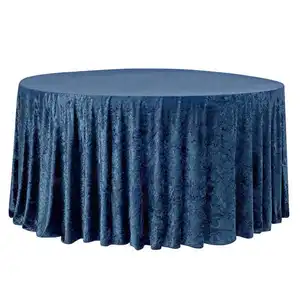 High Quality 120" Velvet Round Tablecloth Velvet Green Wedding Table Cloths For Events Wedding Party Decorations