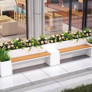 Bac à fleurs en acier inoxydable avec sièges, design moderne, adapté à l'installation en DIY avec des rampes d'escalier/de balcon - Product Image 2