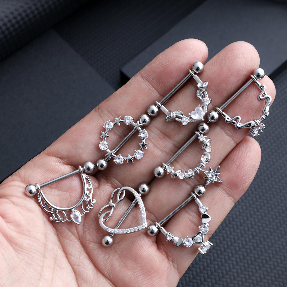 Chic Hypoallergenic Stainless Steel Pink Nipple Rings