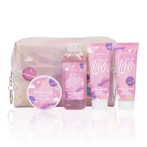 2022 new design valentines gift in cosmetic bag bath gift set body spa lotion shower gel body scrub bath salts