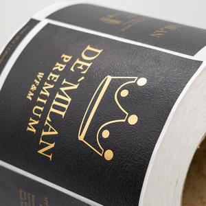 Impresión de Etiquetas para Botellas, Etiqueta Adhesiva Personalizada con Relieve 3D, Rollo de Etiquetas para Vino, Textura Brillante, Estampado en Lámina Dorada, Etiqueta Brillante - Product Image 1