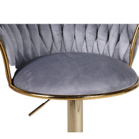 Tabouret de bar tissé bleu brumeux au design nordique, base en métal doré, pivotant, hauteur réglable, tabouret de comptoir de cuisine, mobilier de bar
