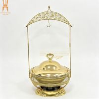 Chauffe-Plat Décoratif Doré de Luxe avec Couvercle Suspendu pour Restaurants, Hôtels, Buffets, Banquets et Traiteurs