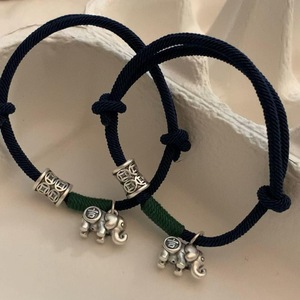 999 Pure Silver <b>Elephant</b> Charm Bracelet Unisex Everyday Wear Jewelry Animal Design Chinese Style Couple <b>Gift</b> - Product Image 4
