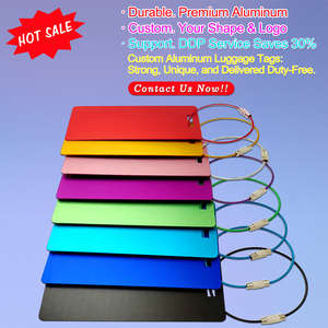 Hot bán trống kim loại nhôm vàng hành trình hành lý tag bán sỉ OEM Nhà cung cấp cho Laser khắc - Product Image 4