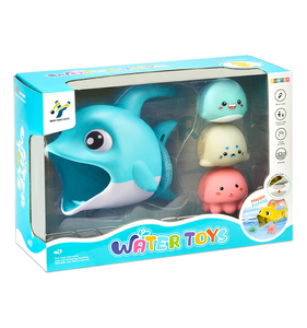 Juguetes para Baño de Bebés <span class=keywords><strong>MY</strong></span> TOYS, 60 Piezas/Caja, ABS + PVC, Delfín Hambriento con 3 Peces, Juego Interactivo de Verano, Logotipo Personalizado - Product Image 1