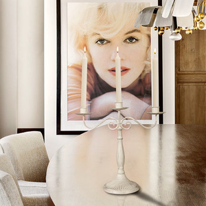 <span class=keywords><strong>Chandelier</strong></span> américain cinq en fer pour la célébration de mariage Restaurant occidental Dîner aux chandelles Décoration de table à manger Démontage - Product Image 4