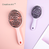 Brosse à cheveux ventilée en nylon et poils de sanglier mélangés, vente en gros d'usine OEM avec logo personnalisé