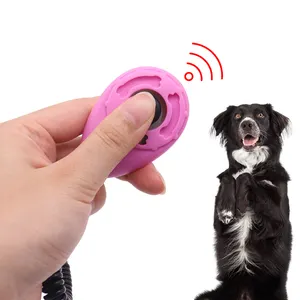 Üretici özel Logo Pet eğitim köpek eğitmeni Clicker manuel bilek kayışı yüzük Clicker basın eğitim