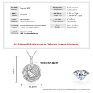Collier Pendentif Exquis en Cuivre Plaqué Or 14 carats avec Zircon et Motif Chien pour Femme - Product Image 2