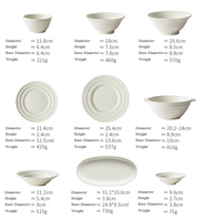 Service de vaisselle en céramique minimaliste à nervures concentriques, style nordique, blanc crème, assiettes et bols en porcelaine pour la maison et les restaurants