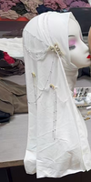 Hijab musulman tendance - Voile en maille haute densité grande taille à effet feuille de lotus pour femme -1
