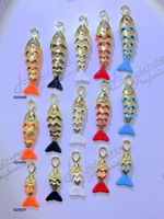Colgantes de Tarot Artísticos Personalizados de Esmalte, Chapados en Oro de 18K, con Circonitas y Conchas de Coco, para Mujer, Suministros para Hacer Joyas DIY