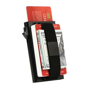 Portefeuille fin en métal grande capacité Casekey, porte-cartes avec protection RFID, étui pour cartes bancaires en aluminium avec bande élastique - Product Image 2
