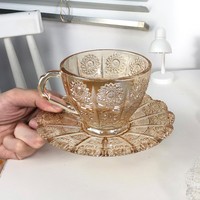 Assiette, soucoupe, tasse à thé et café, dessous de verre, plateau en verre transparent massif gaufré tournesol, moderne et écologique, pour usage domestique